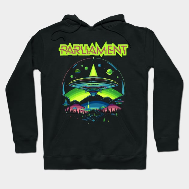 Parliament Funkadelic Retro Mothership UFO Rock Funk Throwback Hoodie by robotbasecamp